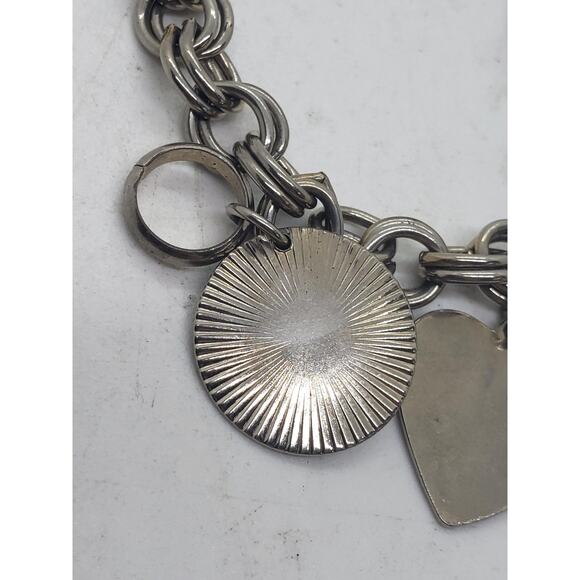 Vintage Chunky Charm Bracelet Heart Ring Charm Wedding Anniversary Engravable - Picture 6 of 12